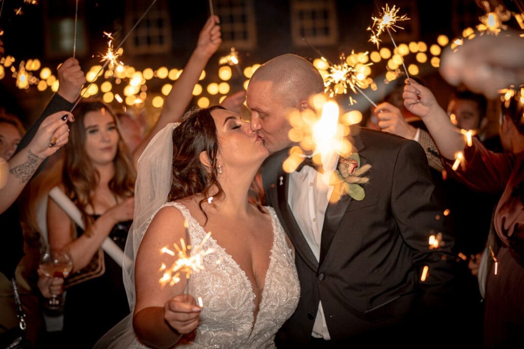 bride and groom sparkler photo at whitley hall