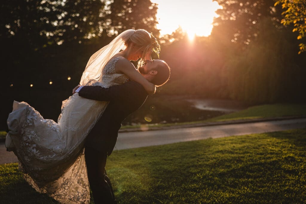 a golden sunset at east riddlesden hall